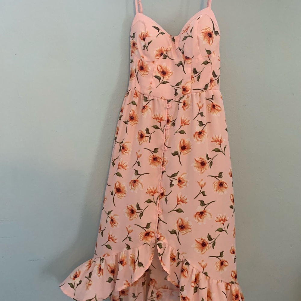 Band of Gypsies Peach Gold Midi Dress